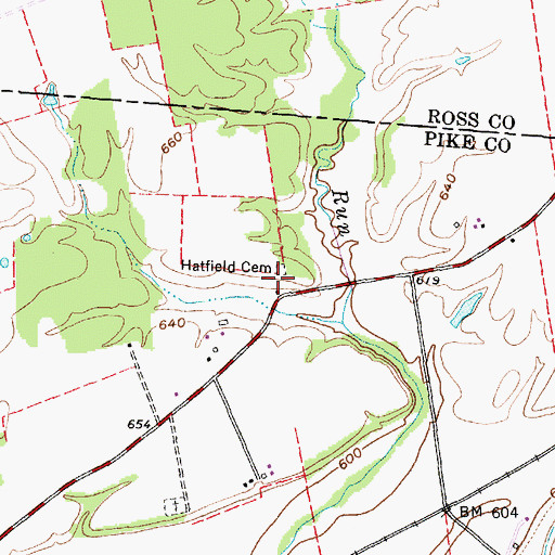 Topographic Map of Hatfield Cemetery, OH