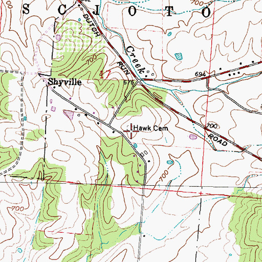 Topographic Map of Hawk Cemetery, OH