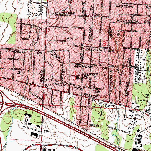 Topographic Map of Hawker Church, OH