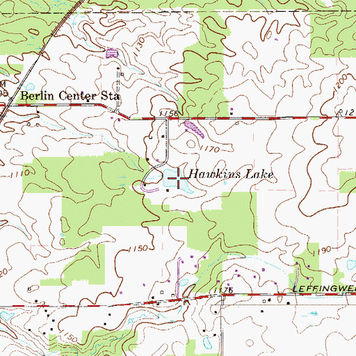 Topographic Map of Hawkins Lake, OH