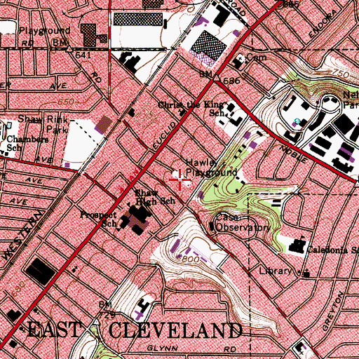 Topographic Map of Hawley Playground, OH