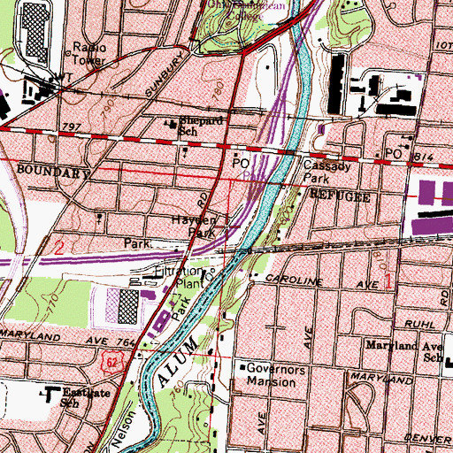 Topographic Map of Hayden Park, OH