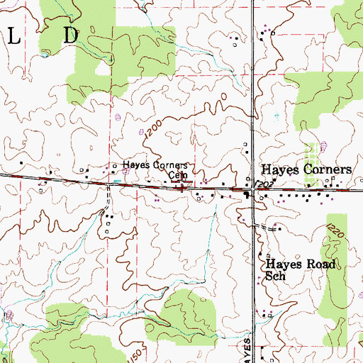 Topographic Map of Hayes Corners Cemetery, OH
