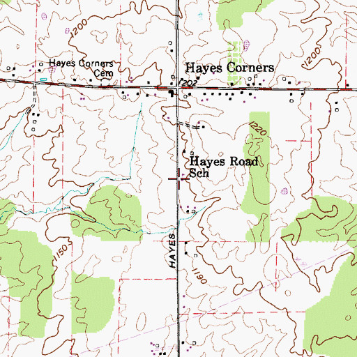 Topographic Map of Hayes Road School, OH