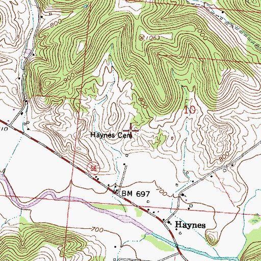 Topographic Map of Haynes Cemetery, OH