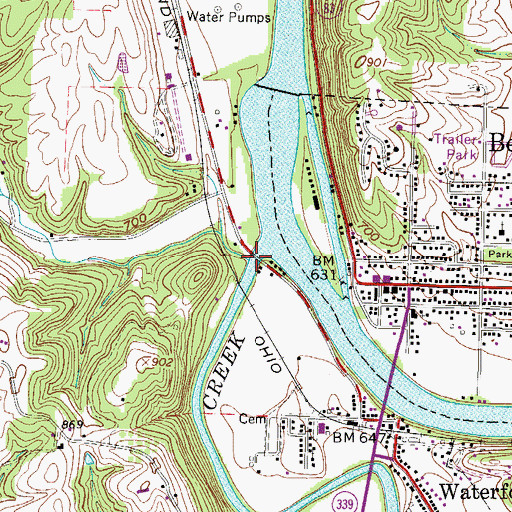 Topographic Map of Hayward Run, OH