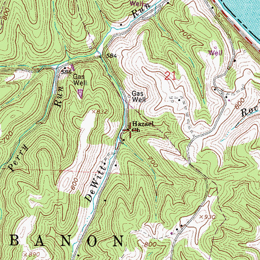 Topographic Map of Hazael Church, OH