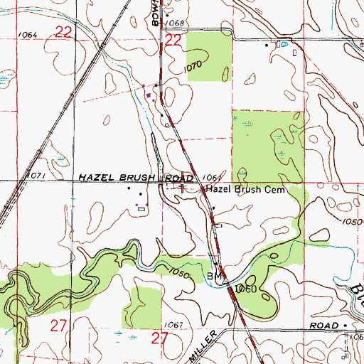 Topographic Map of Hazel Brush Cemetery, OH