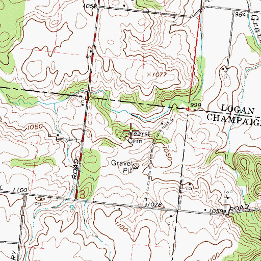 Topographic Map of Hearst Cemetery, OH