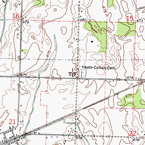 Topographic Map of Heath-Colton Cemetery, OH