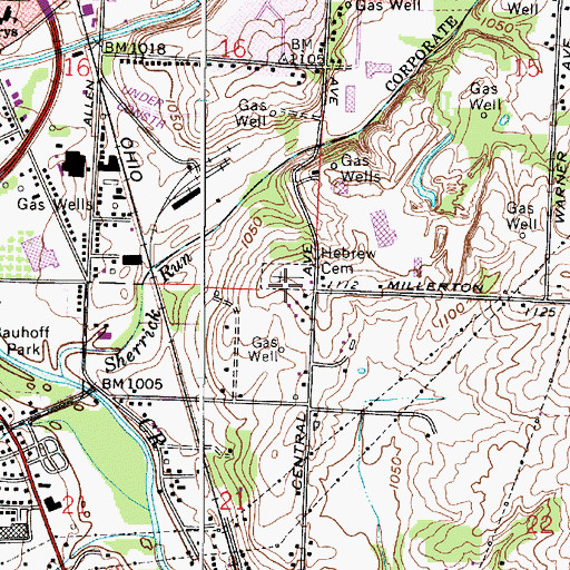 Topographic Map of Hebrew Cemetery, OH
