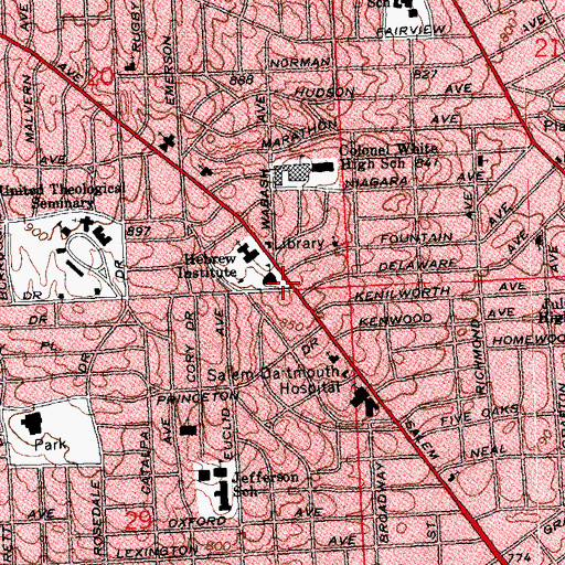 Topographic Map of Hebrew Institute, OH