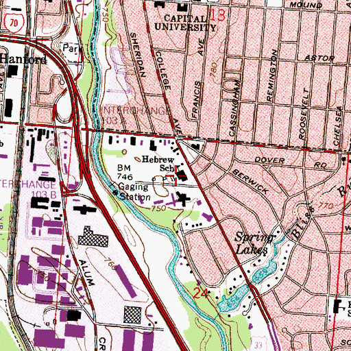 Topographic Map of Hebrew School, OH