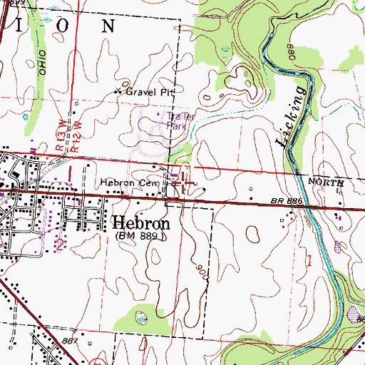 Topographic Map of Hebron Cemetery, OH