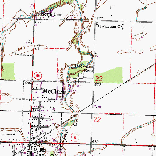 Topographic Map of Hockman Cemetery, OH