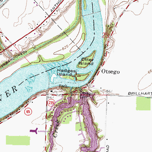Topographic Map of Hedges Island, OH