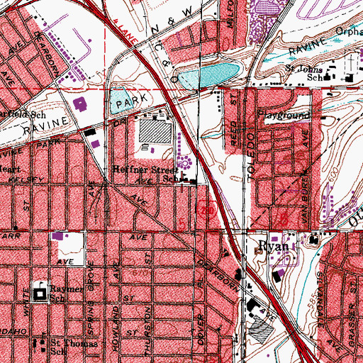 Topographic Map of Heffner Street School, OH
