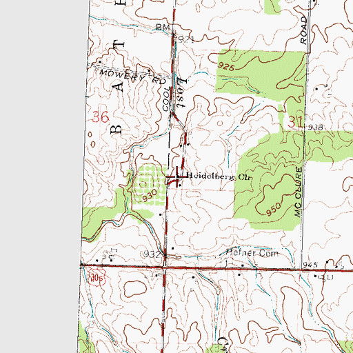Topographic Map of Heidelberg Church, OH