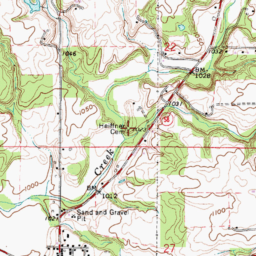 Topographic Map of Heiffner Cemetery, OH