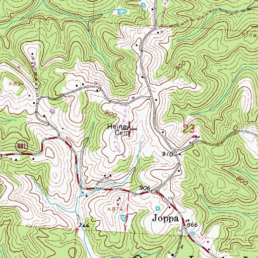 Topographic Map of Heiney Cemetery, OH