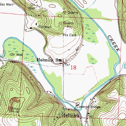 Topographic Map of Helmick Station, OH