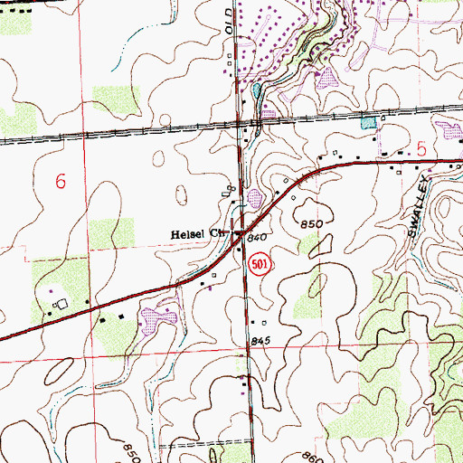 Topographic Map of Helsel Church, OH