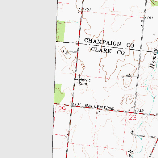 Topographic Map of Helvie Cemetery, OH