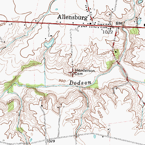 Topographic Map of Henderson Cemetery, OH