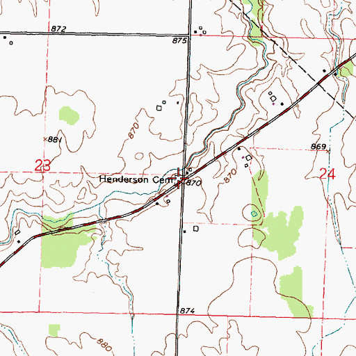 Topographic Map of Henderson Cemetery, OH