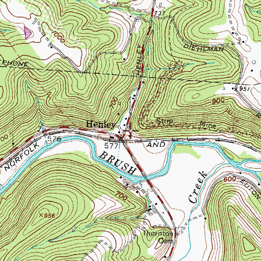 Topographic Map of Henley, OH