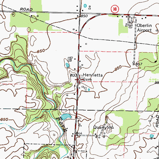Topographic Map of Henrietta Cemetery, OH
