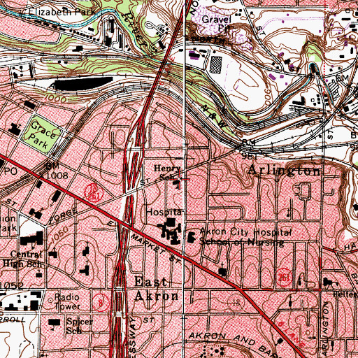 Topographic Map of Henry School, OH