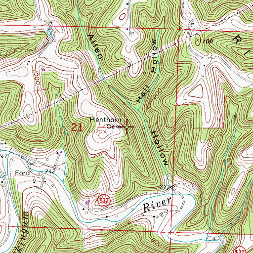 Topographic Map of Henthorn Cemetery, OH