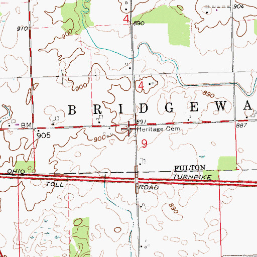 Topographic Map of Heritage Cemetery, OH