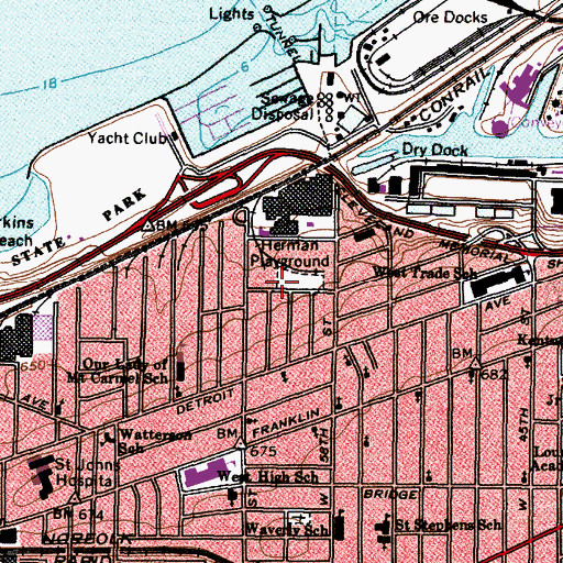 Topographic Map of Herman Playground, OH