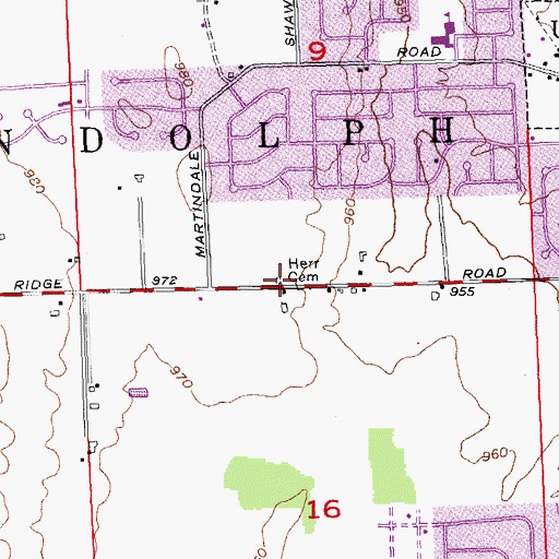 Topographic Map of Herr Cemetery, OH