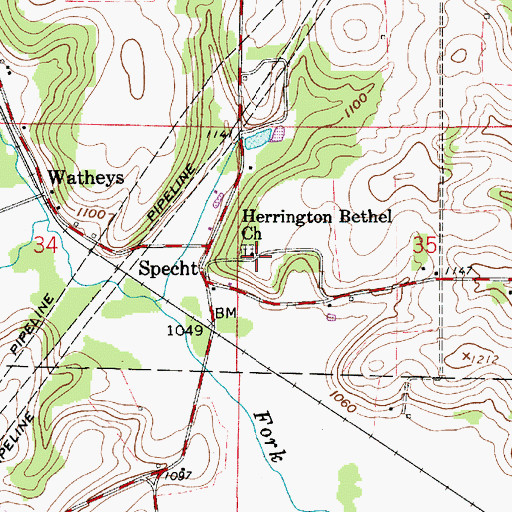Topographic Map of Herrington Bethel Church, OH
