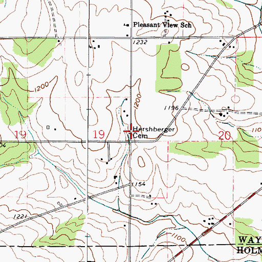 Topographic Map of Hershberger Cemetery, OH