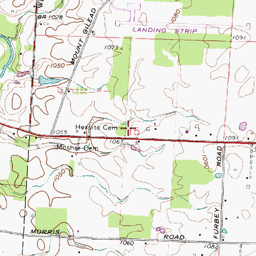 Topographic Map of Hexsite Cemetery, OH