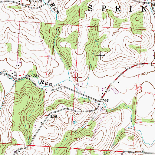 Topographic Map of Hibbs Run, OH
