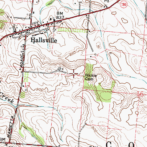 Topographic Map of Hickle Cemetery, OH