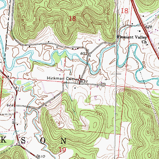 Topographic Map of Hickman Cemetery, OH