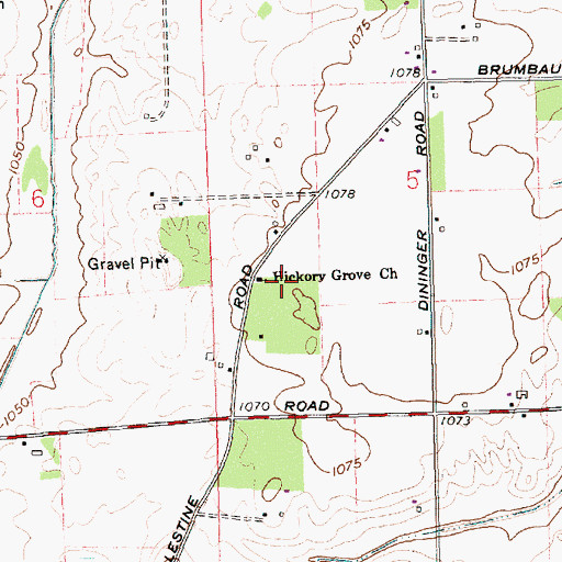 Topographic Map of Hickory Grove Church, OH
