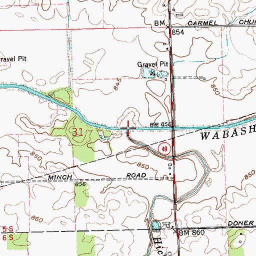 Topographic Map of Hickory Branch, OH