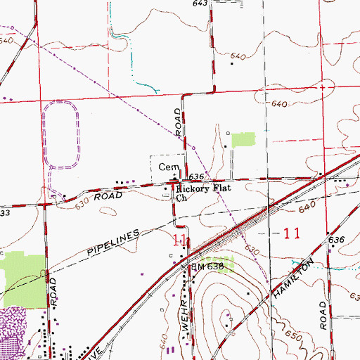 Topographic Map of Hickory Flat Church, OH