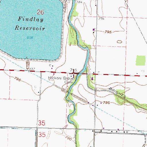 Topographic Map of Hickory Grove Cemetery, OH