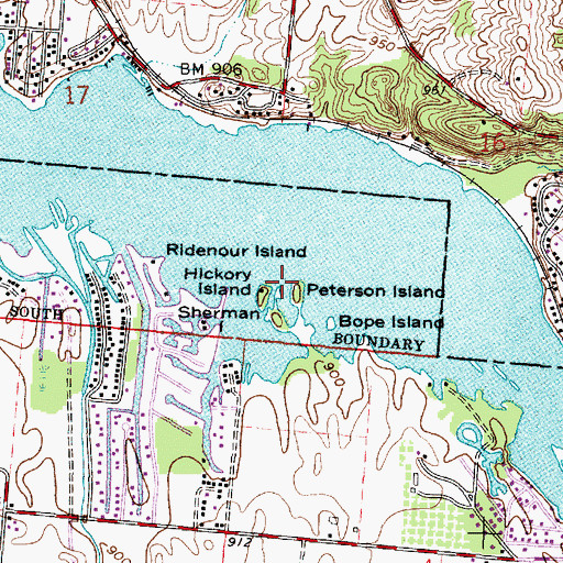 Topographic Map of Hickory Island, OH