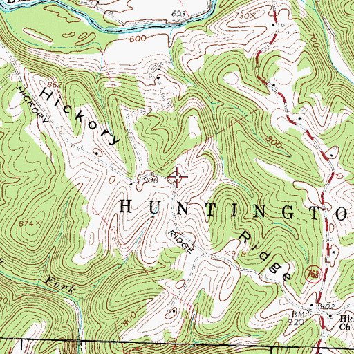Topographic Map of Hickory Ridge, OH