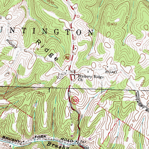 Topographic Map of Hickory Ridge Church, OH