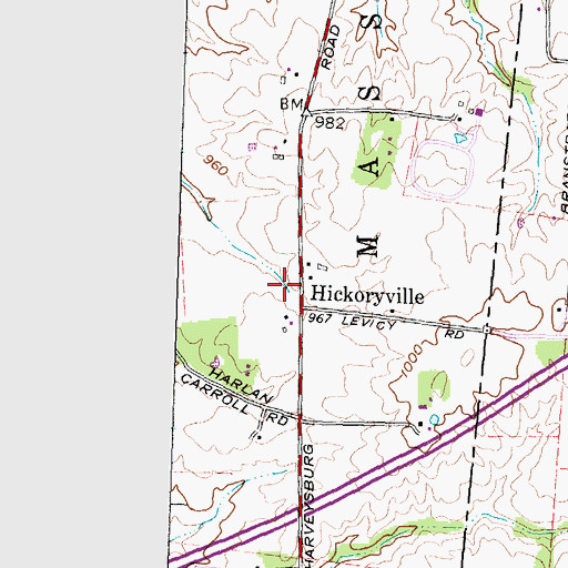Topographic Map of Hickoryville, OH